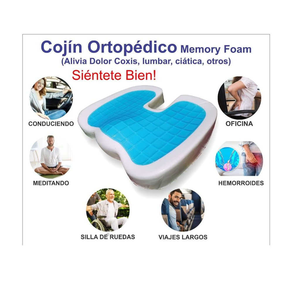 Cojin de Asiento coxis con Gel frio . Memory Foam y Funda