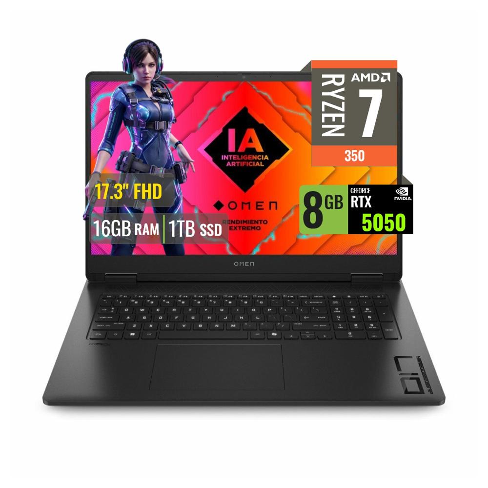 Laptop Gaming HP OMEN 17-db1001la AMD Ryzen AI 7 350 RAM 16GB SSD 1TB RTX5050 8GB 17.3 FHD CW4E3LA