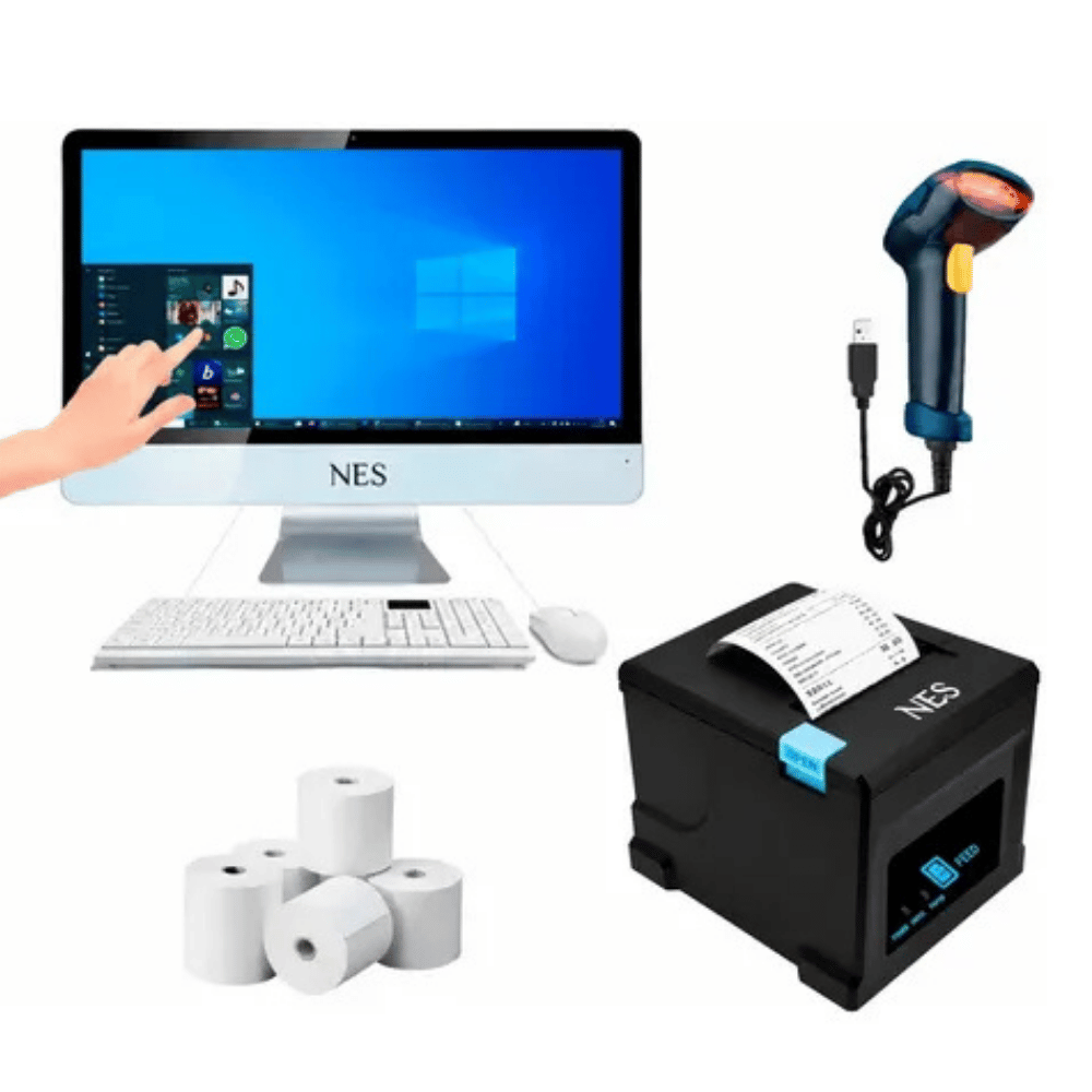 Combo PDV con Pantalla Táctil impresora Usb 80m con lector 1D más 5 Rollos de regalo