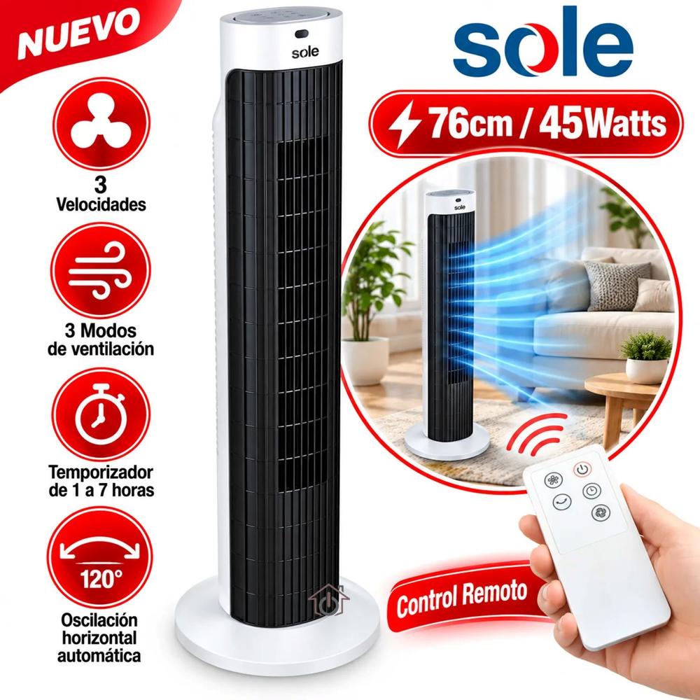 Ventilador Tipo Torre Sole 76 cm SOLAIR019 45 Watts