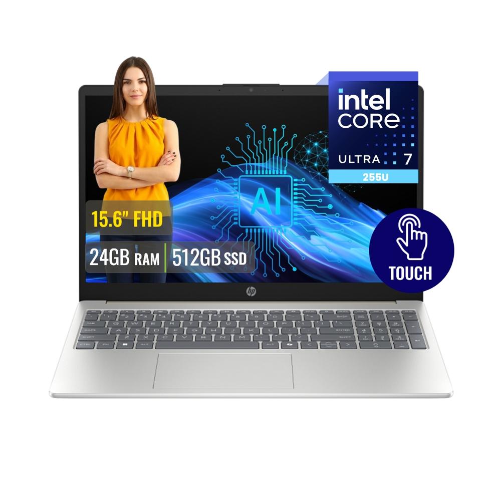 Laptop HP AI 15-fd2384la Intel Core Ultra 7 255U 24GB 512GB 15.6 FHD Tactil FreeDOS D3XY0LA
