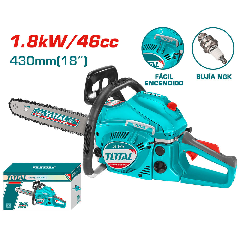 MOTOSIERRA 46CC 1.8KW ESPADA 18 PULGADAS  550ML MOTOR 2 TIEMPOS
