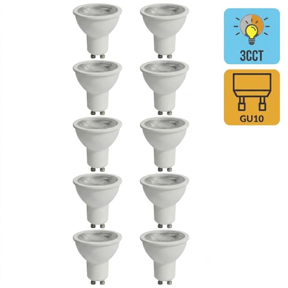 Pack x10 Foco Dicroico LED COB GU10 10W 3 colores de Luz 3 Tiempos Cemlighting