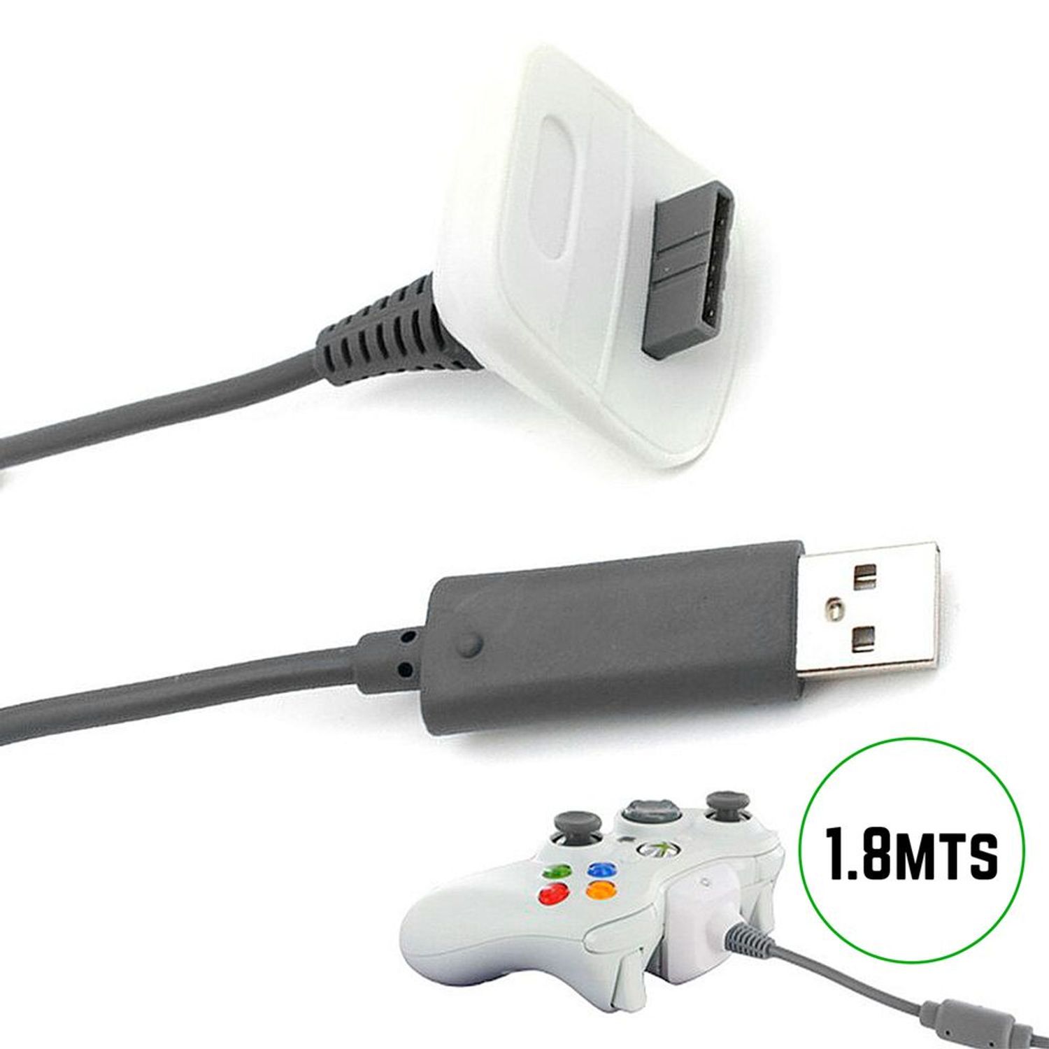 Cargador Cable para Mando Xbox 360 Blanco Oechsle