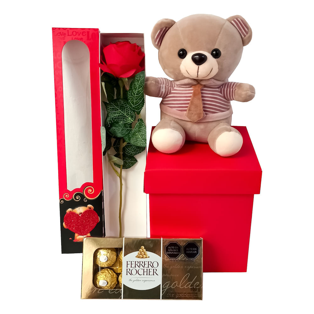 Pack Regalo Amor Sifrah Shop Peluche Osito con Ferrero Rocher y