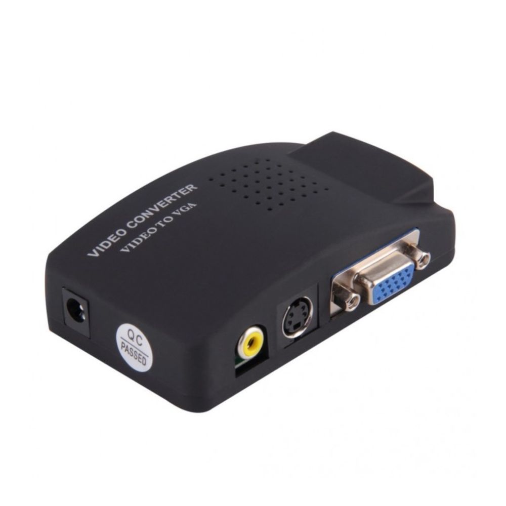 Adaptador Conversor De RCA S-Video a VGA Convertidor TV Negro