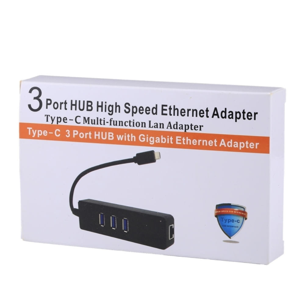 Adaptador USB 3.1 Tipo C a Rj45 USB LAN Ethernet + Hub 3 Puertos