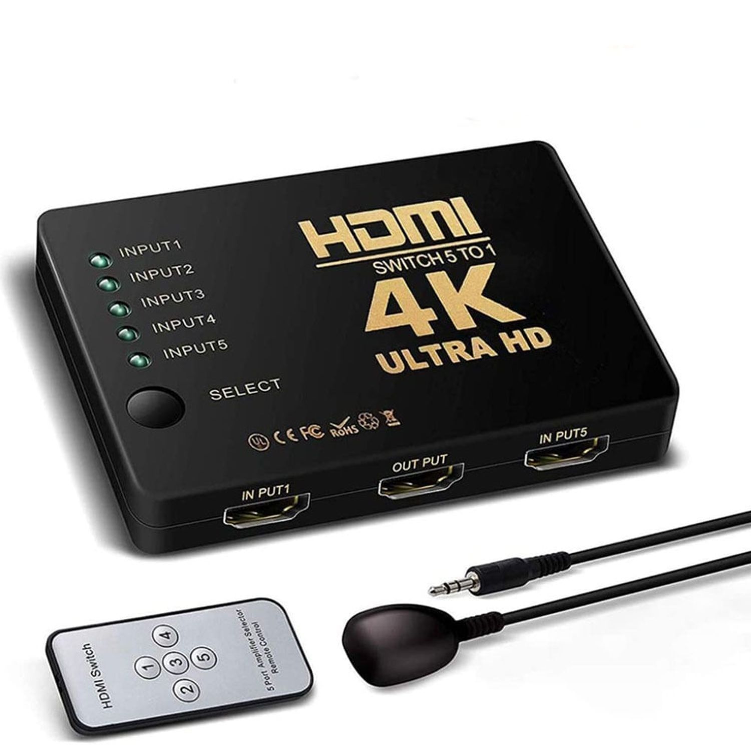 Interruptor Hdmi 4k, conmutador Hdmi inteligente de 5 puertos, divisor,  admite 4k