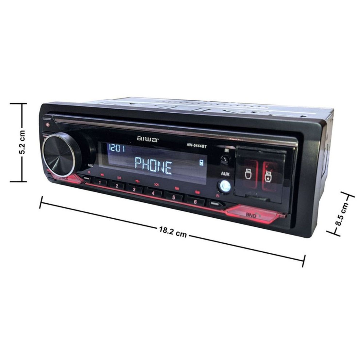 Auto Radio Aiwa AW5444BT FM Bluetooth USBx2 Panel Colores Desmontable