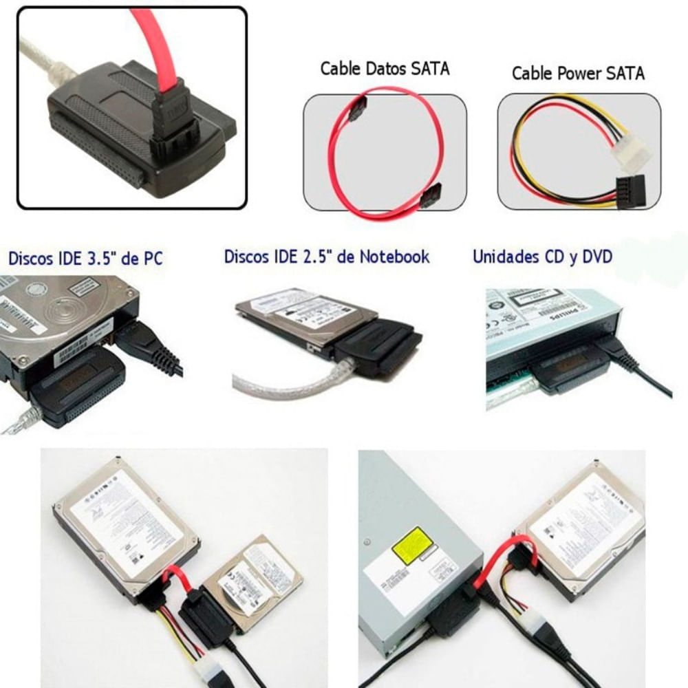Adaptador de Disco IDE SATA 2.5 -3.5 a USB con Fuente | Oechsle -