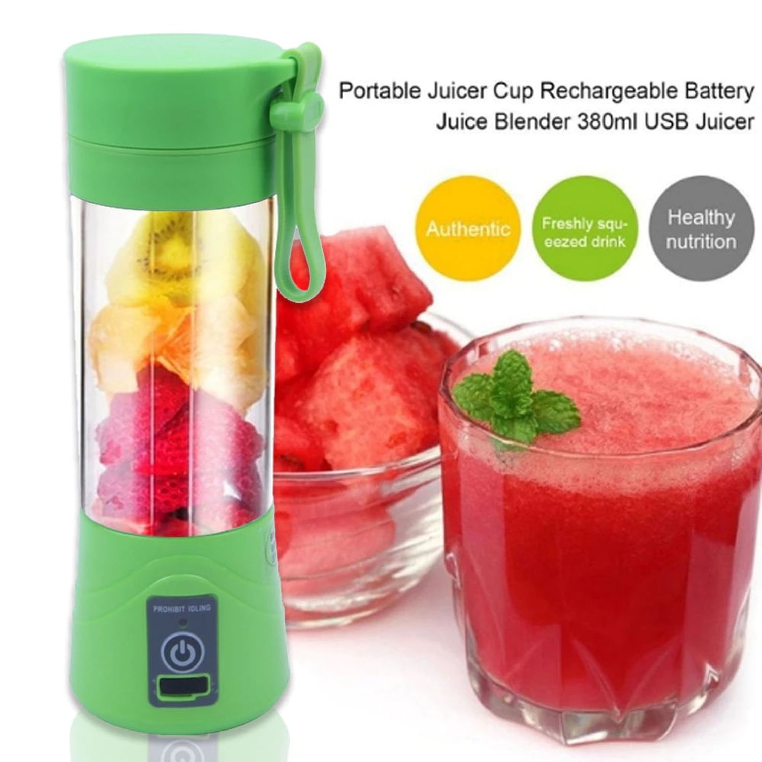Licuadora Portátil Recargable USB 380 ml para Jugos Batidos Juicer Cup