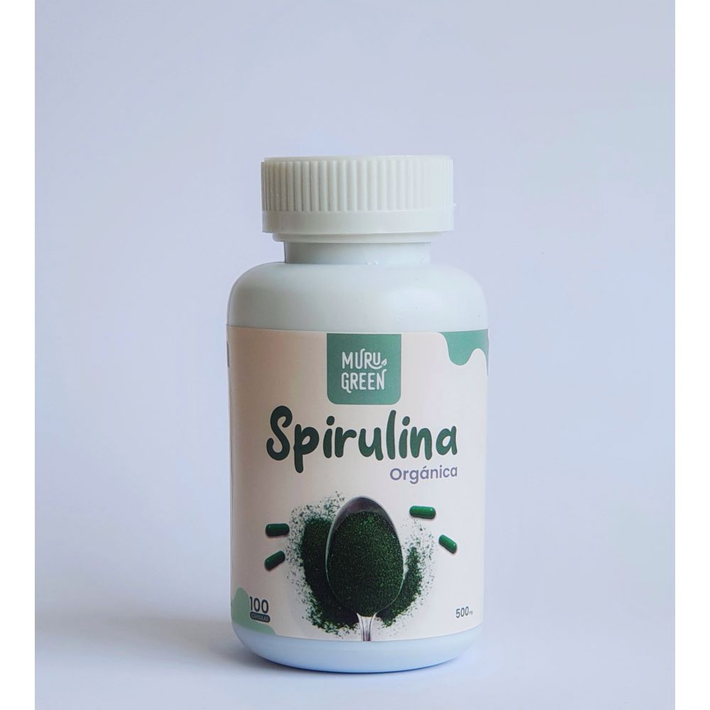 Espirulina Organica Premium Muru Green Frasco de 100 Capsulas