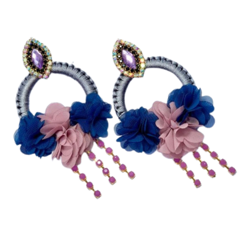 Arete Triana Morena Marcela Azul y Rosado