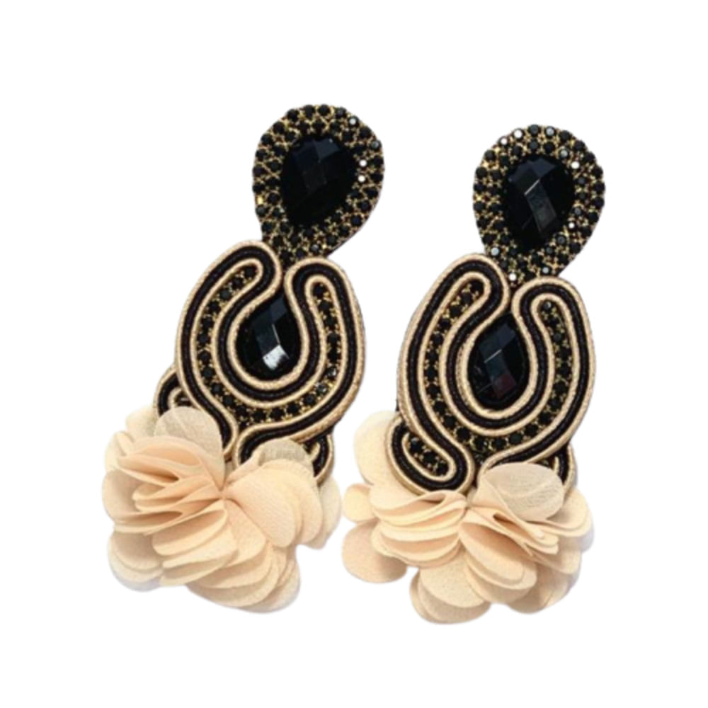 Arete Triana Morena Sienna Negro y Dorado