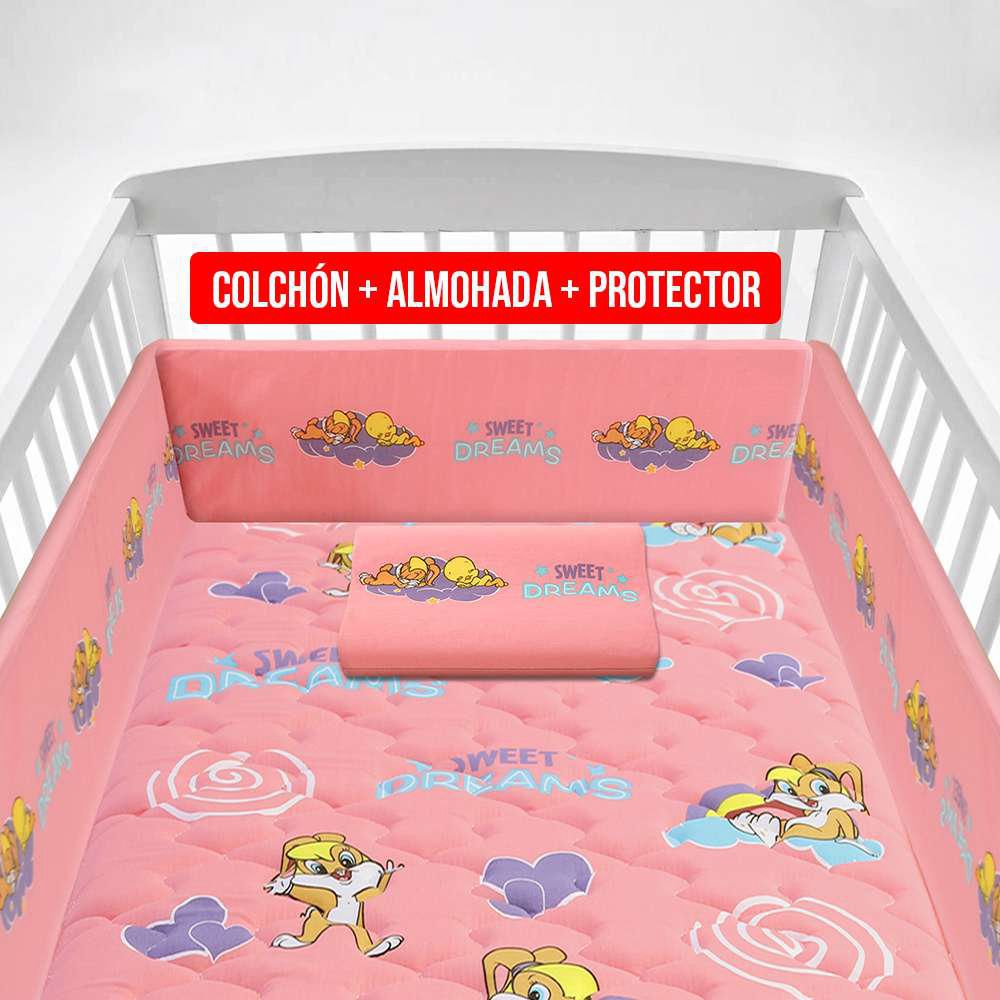 Pack Colchón Cuna + Protector Cuna Baby Niño+ 01 almohada Looney - Promart