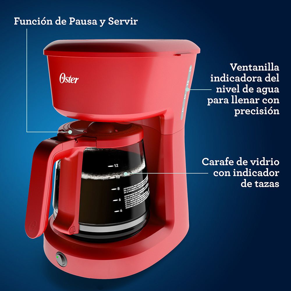 Cafetera Oster 12 tazas Goteo Roja | Oechsle.pe - Oechsle