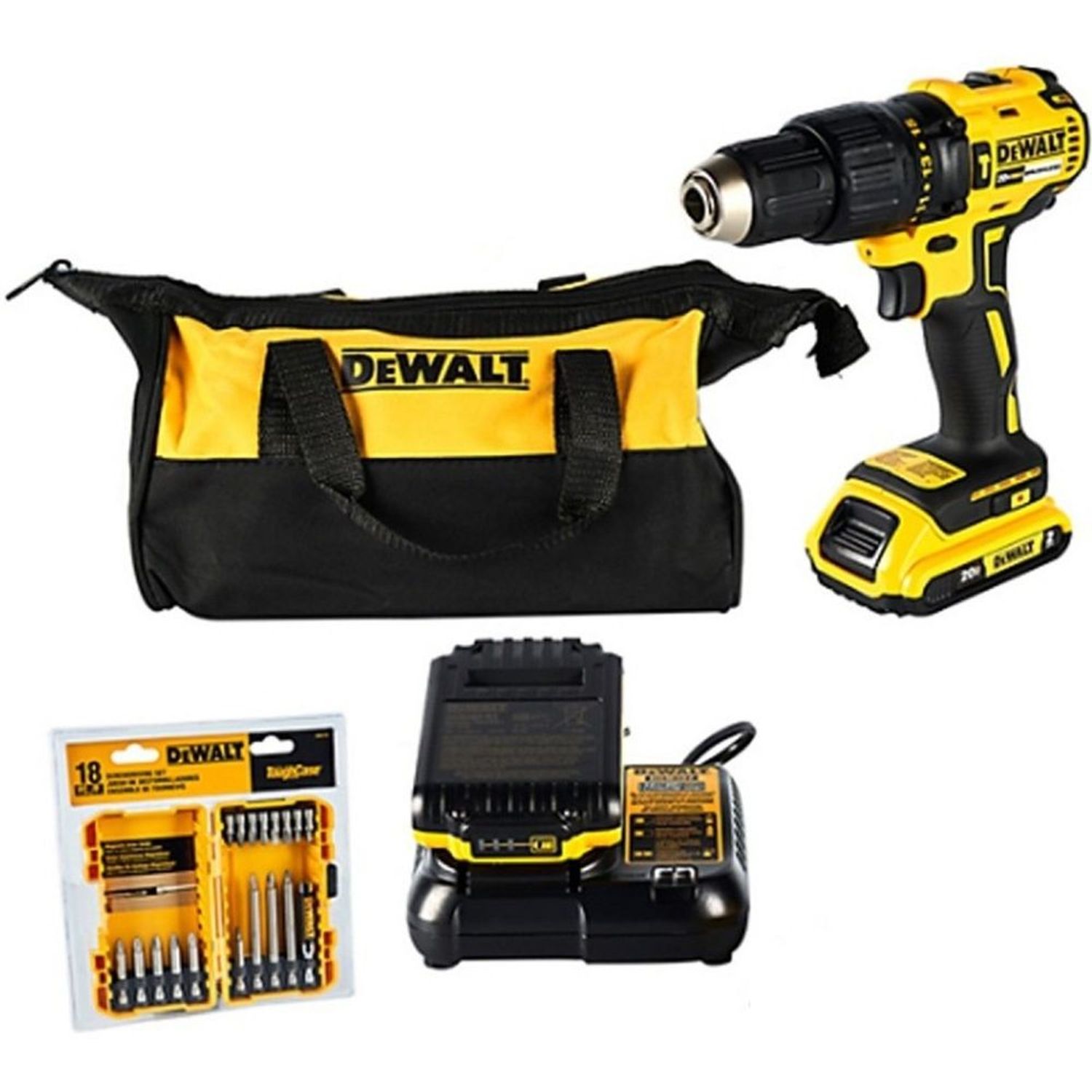 Taladro Dewalt 20Vbrushless + 2 Bat 2.0Ah+Maleta Lona+ Set de Puntas Dw2174  | Oechsle - Oechsle