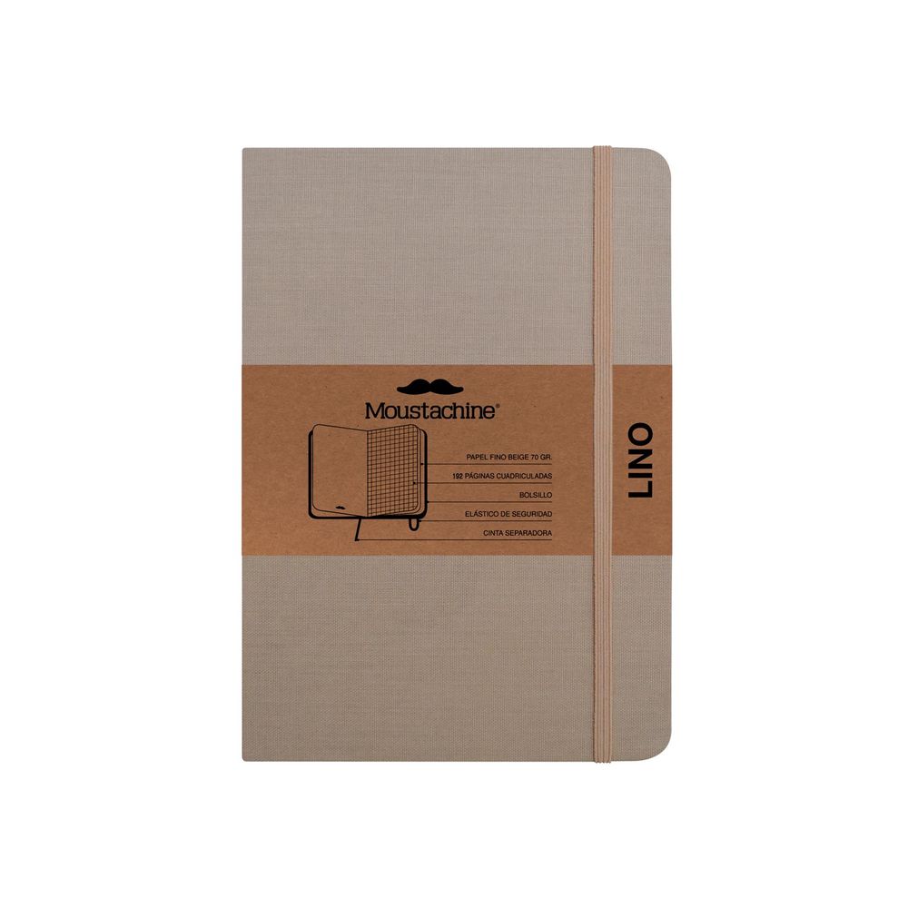 Libreta Moustachine Classic Lino Habano Claro Pocket Cuadriculado