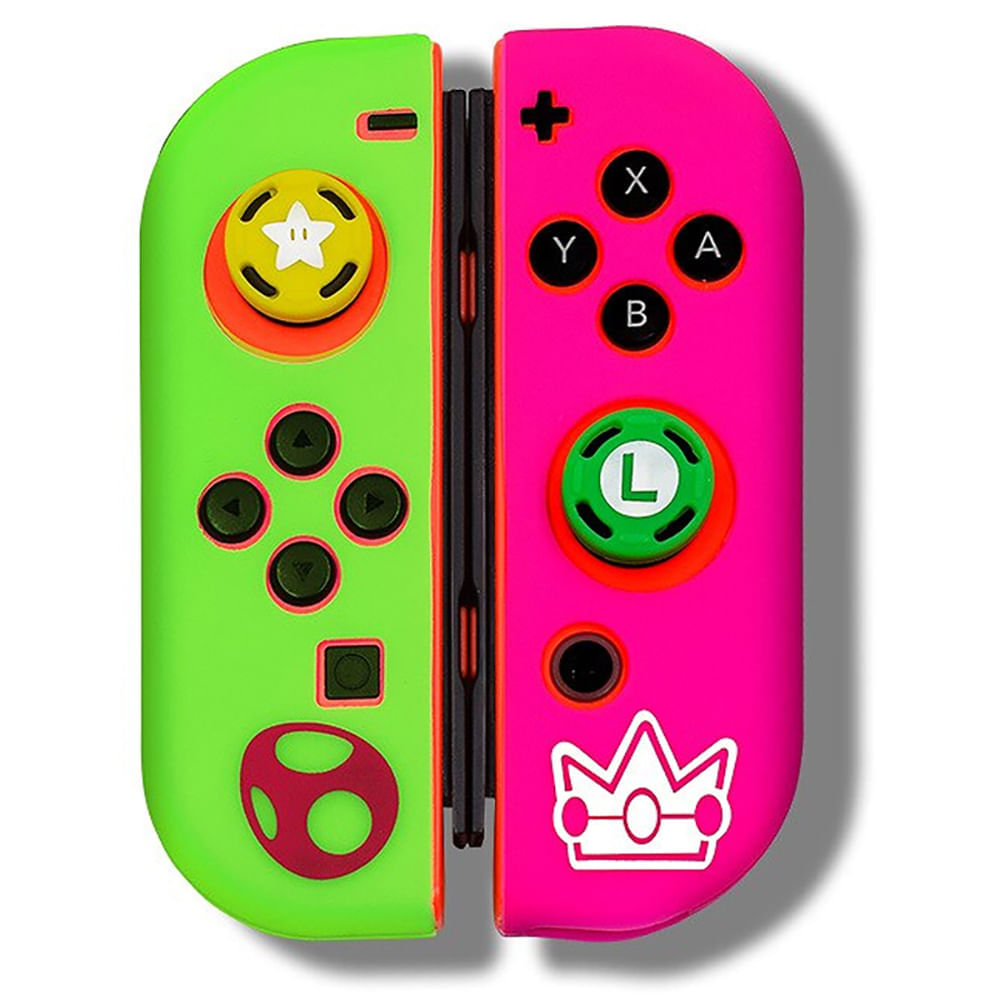 Funda para Joy Cons + 2 Grips Nintendo Switch Protector Luigi Estrella