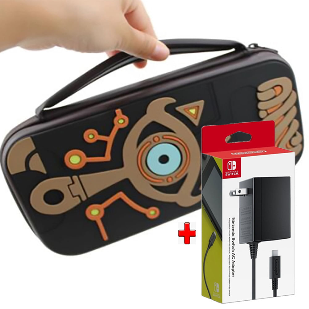 Pack Estuche para Nintendo Switch y Oled Zelda Marrón + Cargador