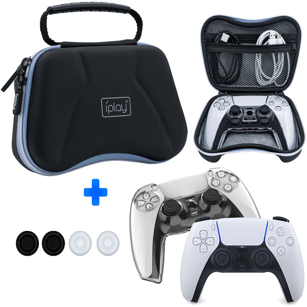 Kit 6 en 1 para Mando PS5 Case Rigido con Estuche y 4 Grips iplay