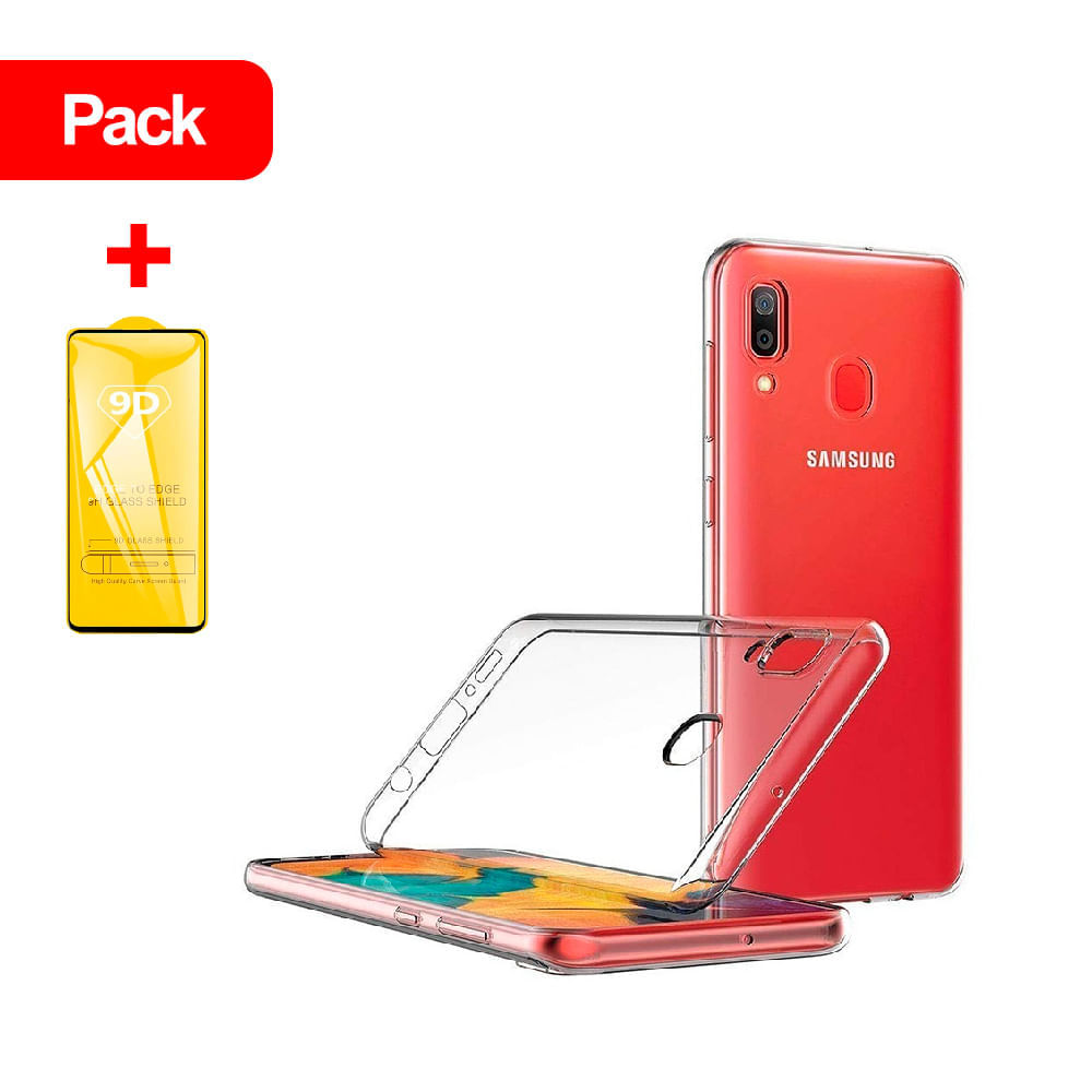 Combo Funda Case Transparente + Mica 9D para Samsung A20 Resiste y Protege  contra Caidas y Golpes | Oechsle - Oechsle