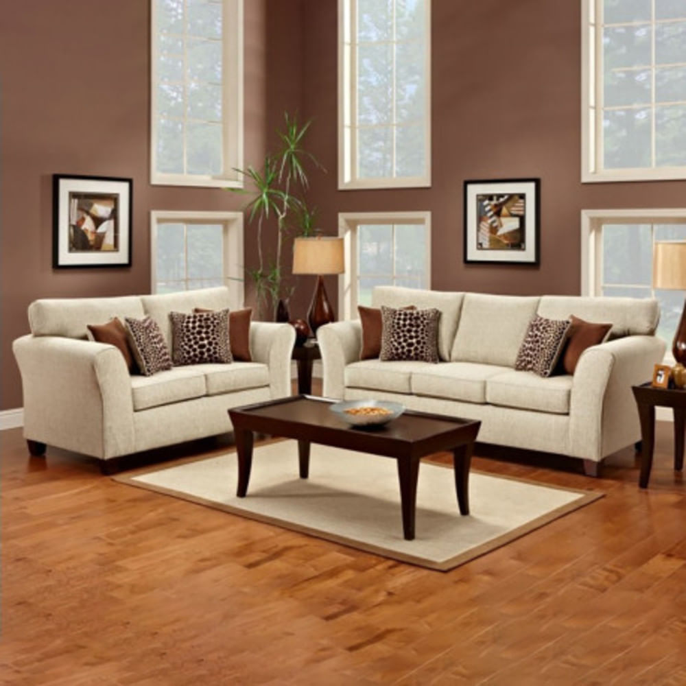 Juego de Sala London 2-3 Cuerpos Beige Claro Cojines