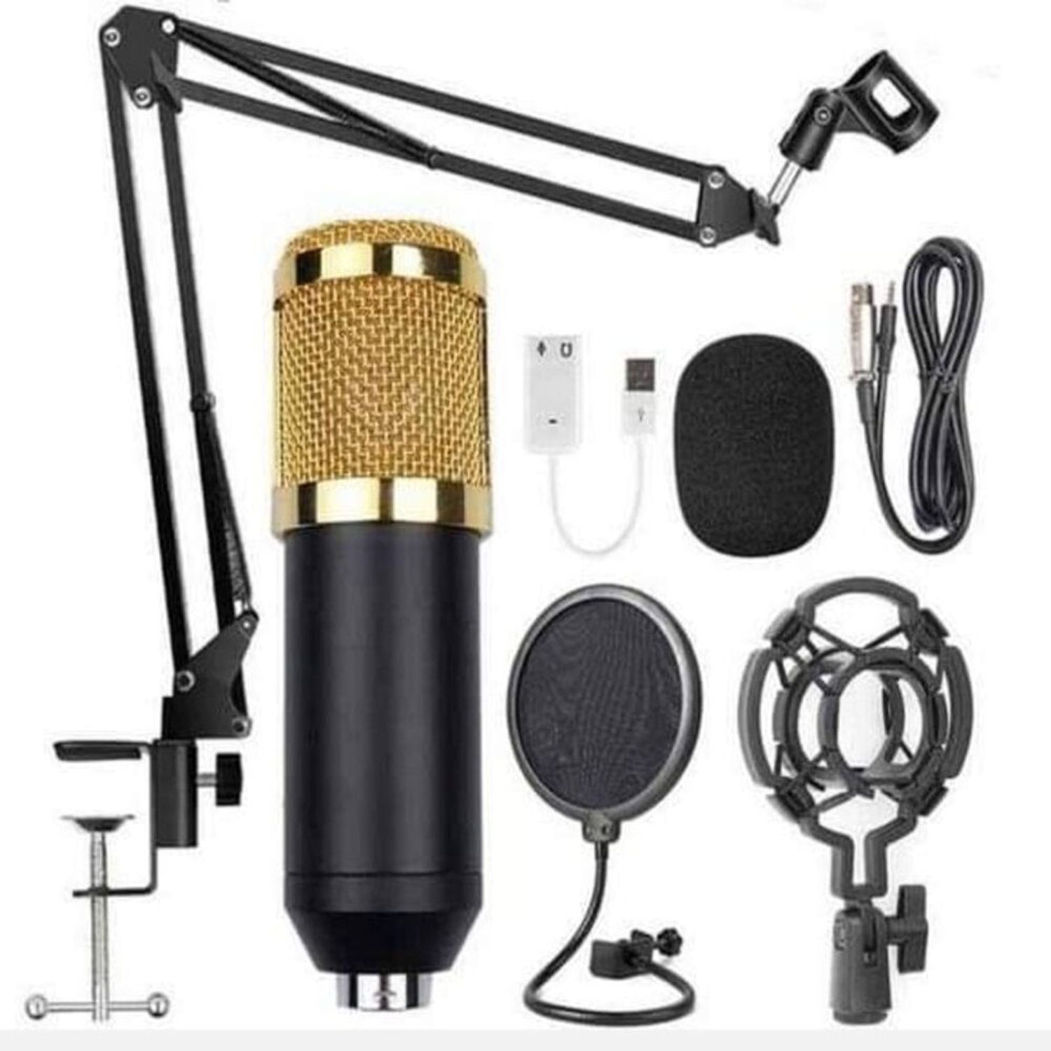 Microfono Condensador Bm800 Brazo Soporte Antipop Estudio Pc 