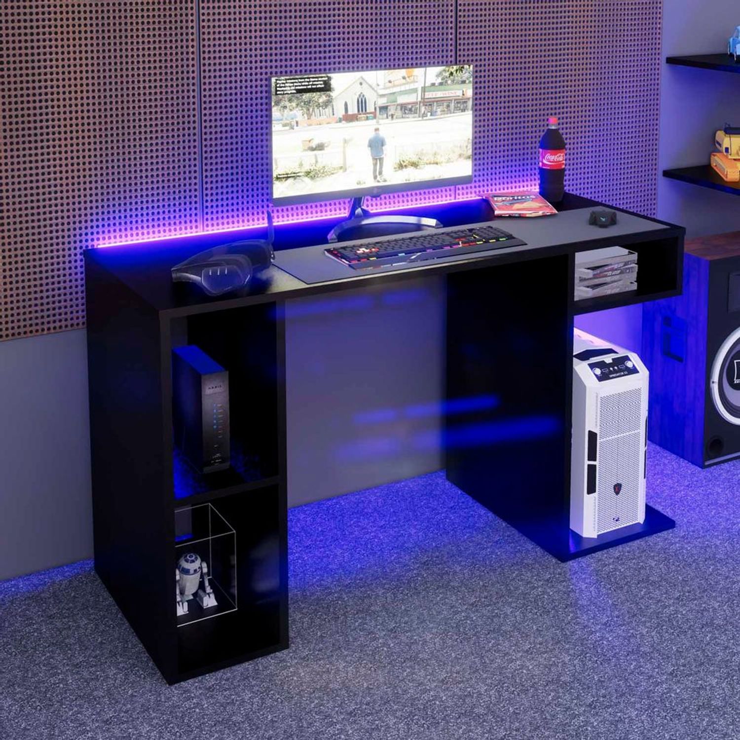 Escritorio Gamer NR01 Movenda Muebles Negro Oechsle Oechsle