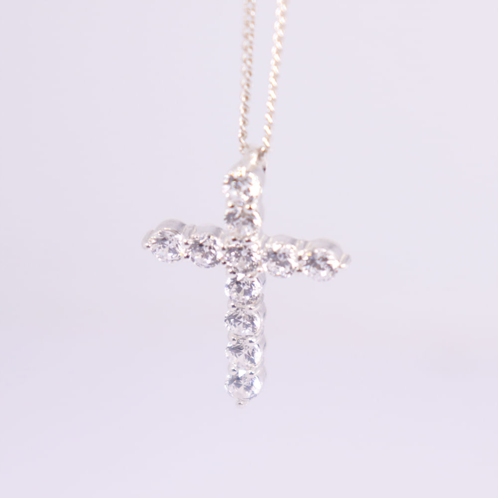 Dije Cruz Swarovski Plata