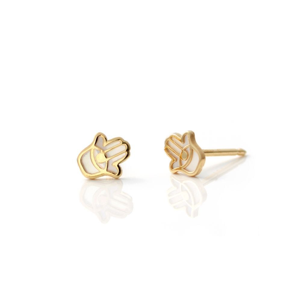 Aretes deOro18K con Madreperla Mano Poder ChSiuss