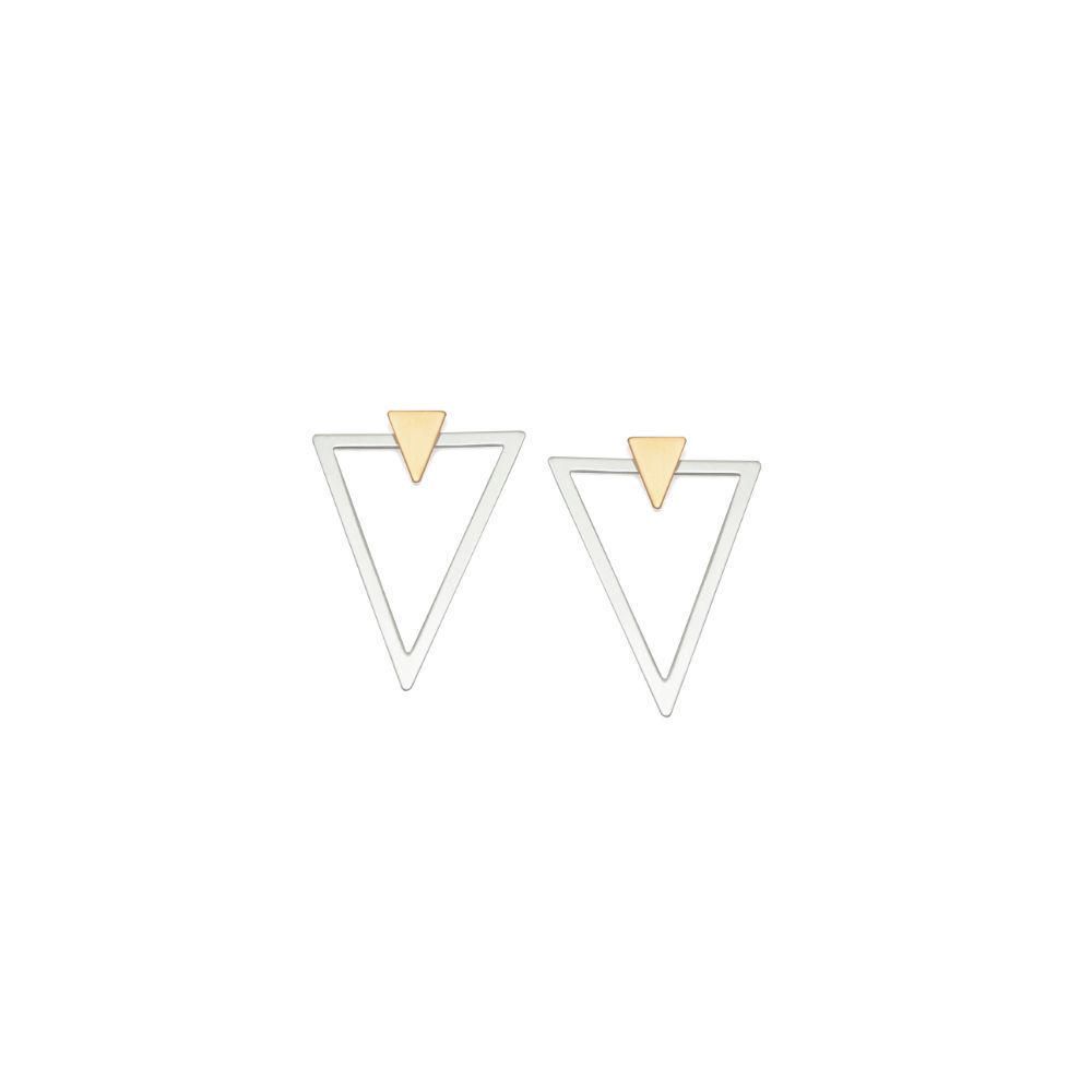 Baliq Aretes Triangle Golden silver Plata 925