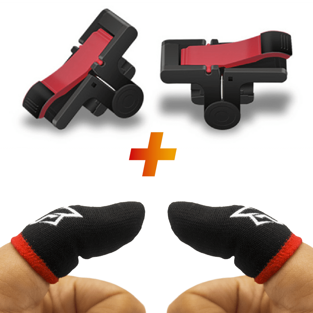 Combo Gatillos. Botones L1 R1 D9 + Guante. Funda. Grip De Dedos Gamer Blanco/Rojo/Negro
