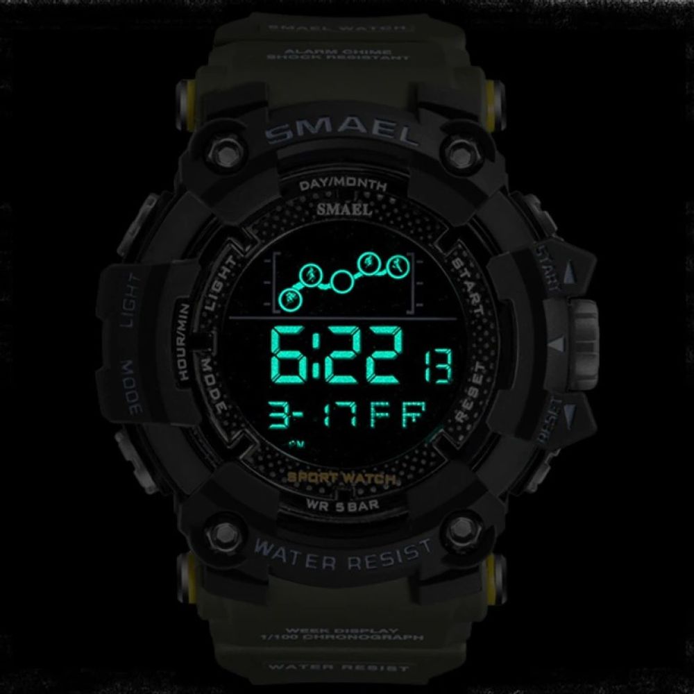 Reloj Deportivo SMAEL 1802 Acuatico Movimiento Digital Negro