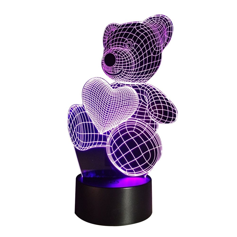 Lampara Led 3D Creative Light Diseno Oso con Corazon