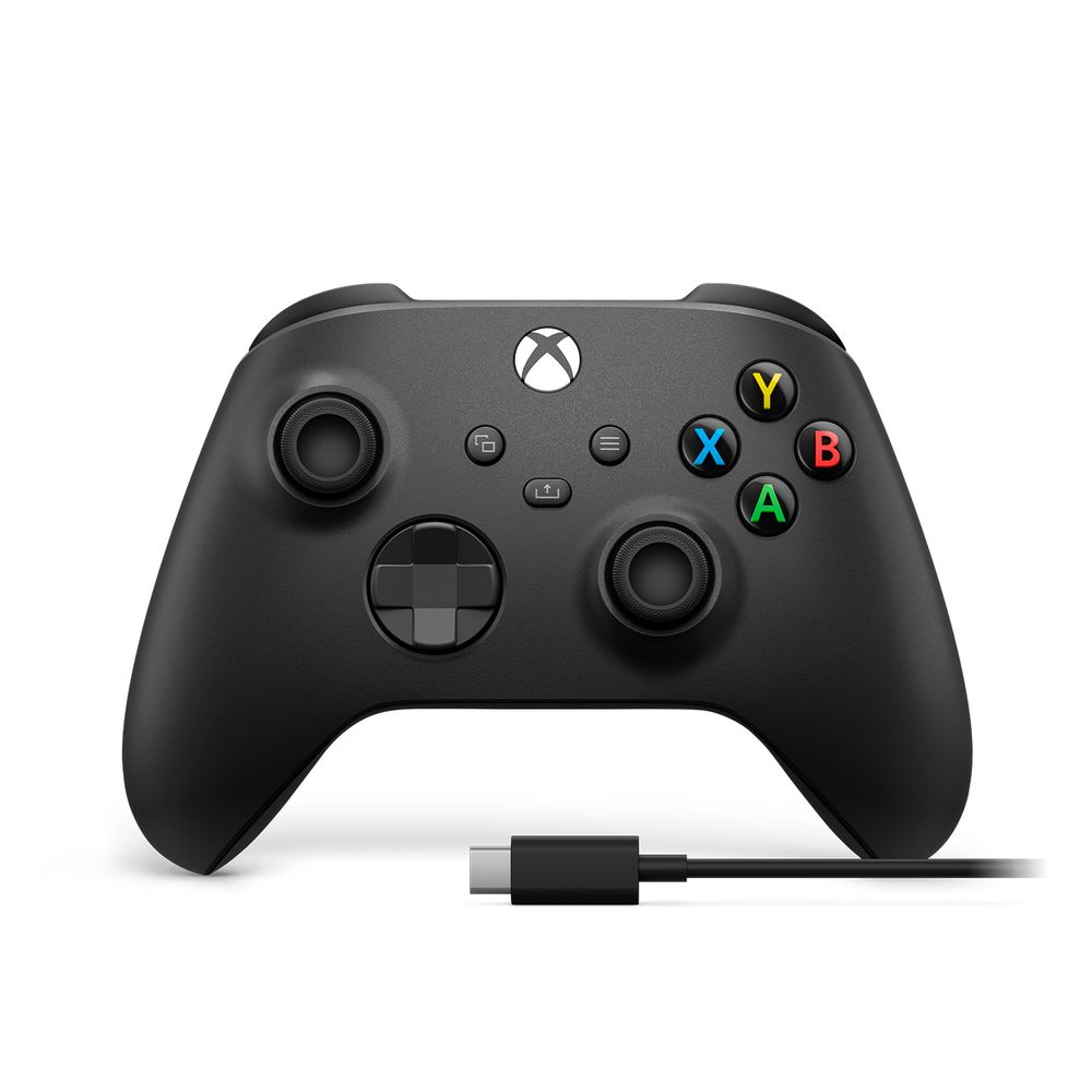 Mando Inalambrico Xbox One Series X-S PC + Cable USB para Windows 10 Negro Carbon