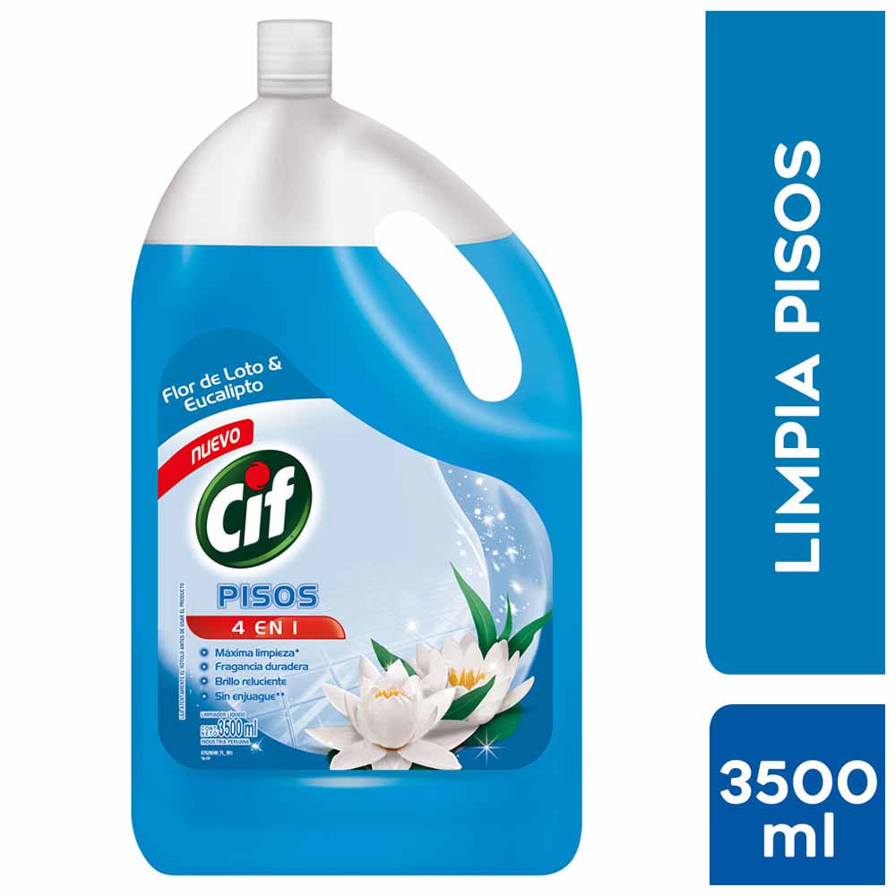 Limpiador de Pisos Líquido CIF Aroma Flor de Loto y Eucalipto Botella 3.5L
