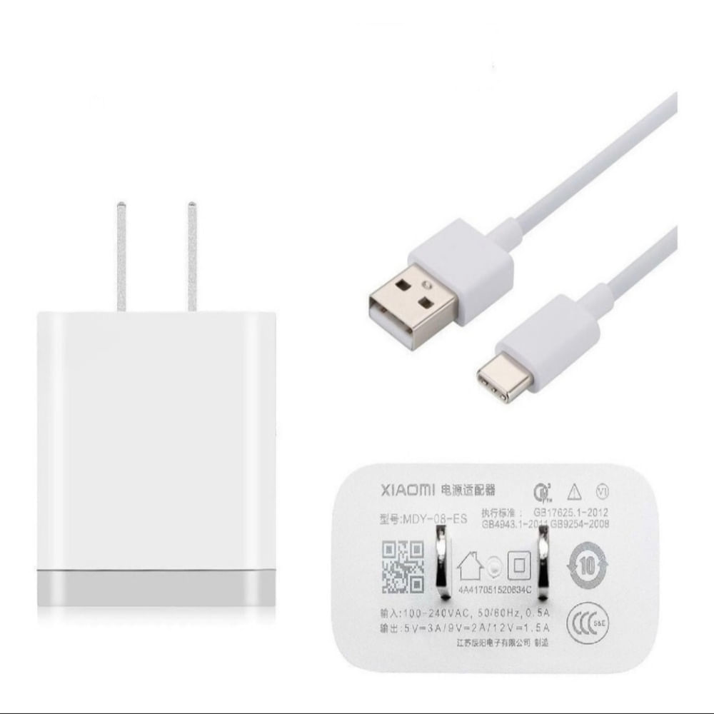 Cargador Xiaomi Tipo C 18W Blanco