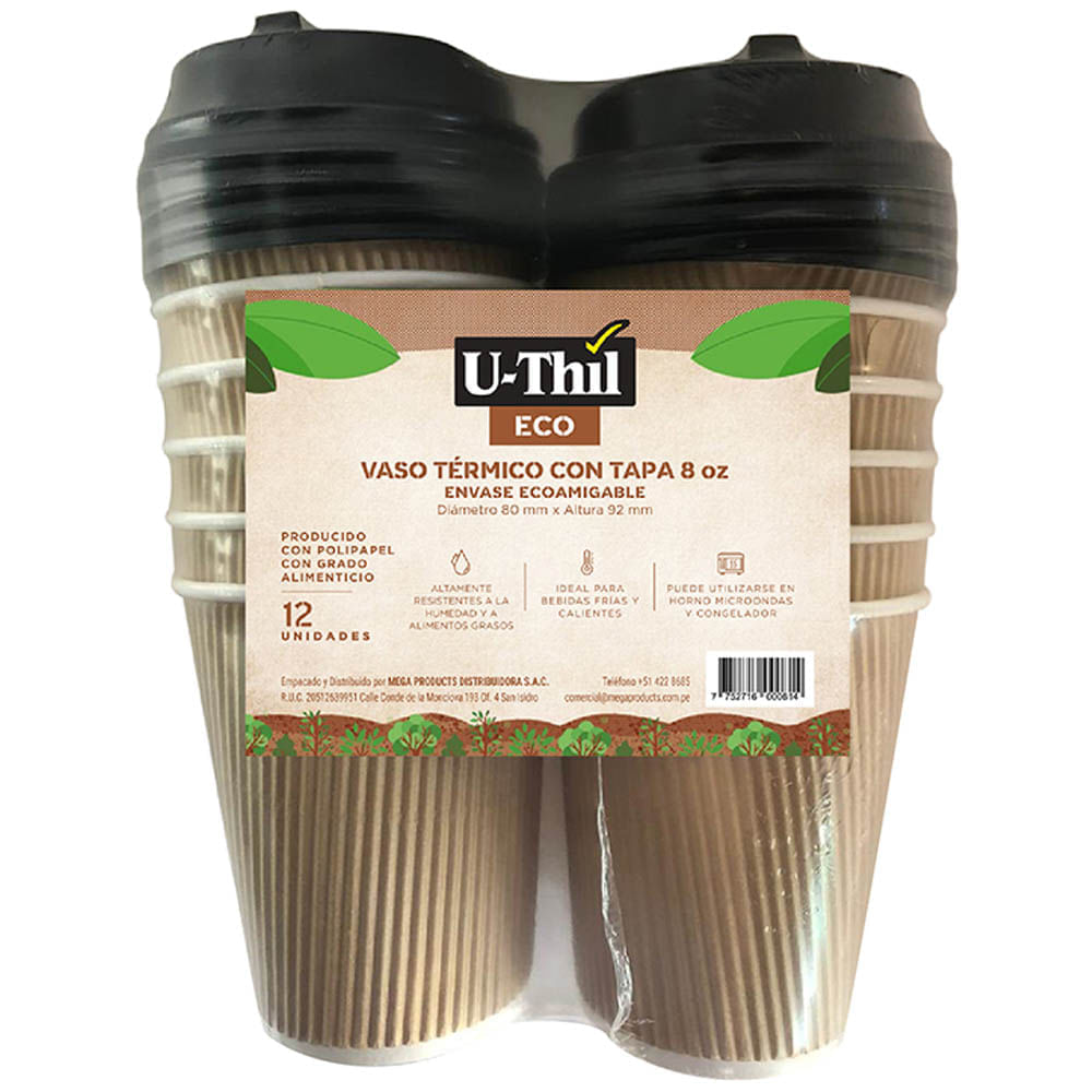 Vaso U-THIL 8 Oz Paquete 12un 205x85x165mm