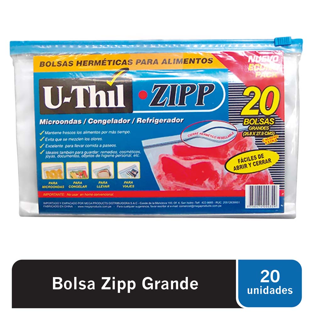 Bolsas herméticas zipp U-THIL Grandes Paquete 20Un
