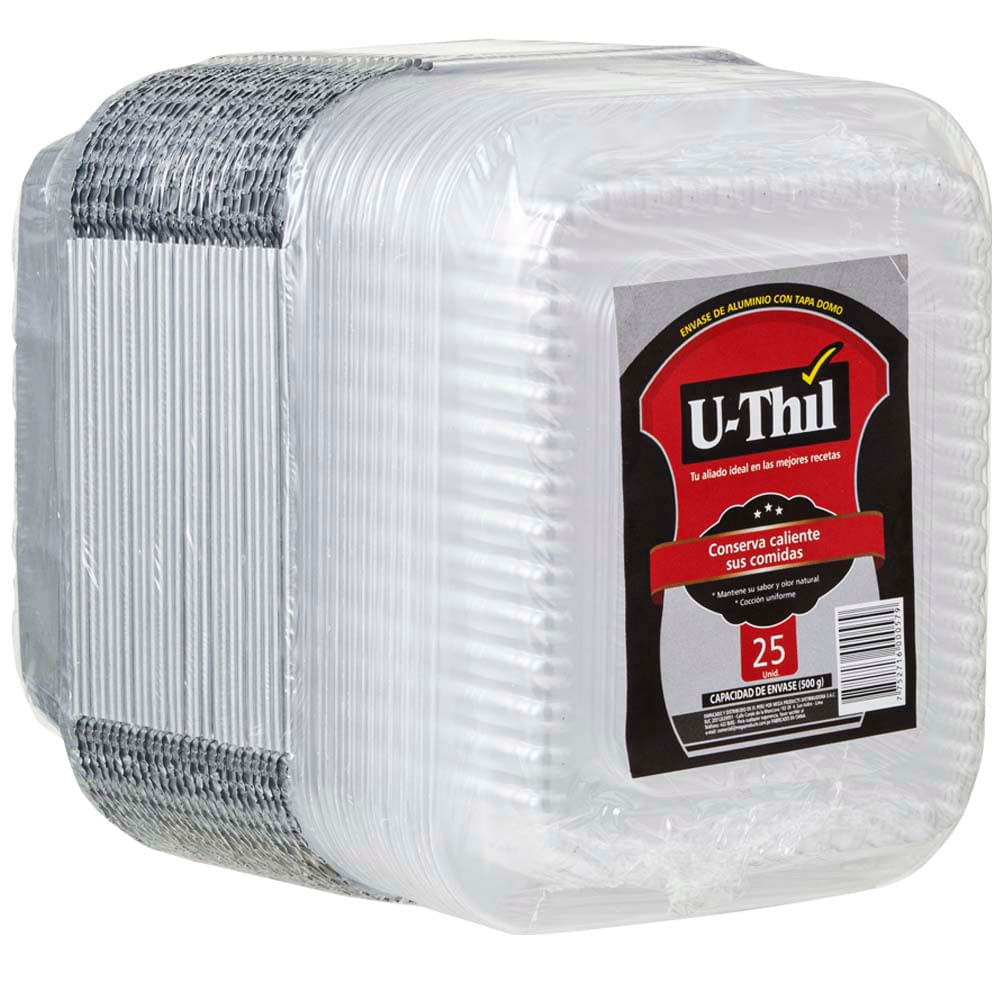 Envase de Aluminio con Tapa Domo U-THIL 430ml Paquete 25un