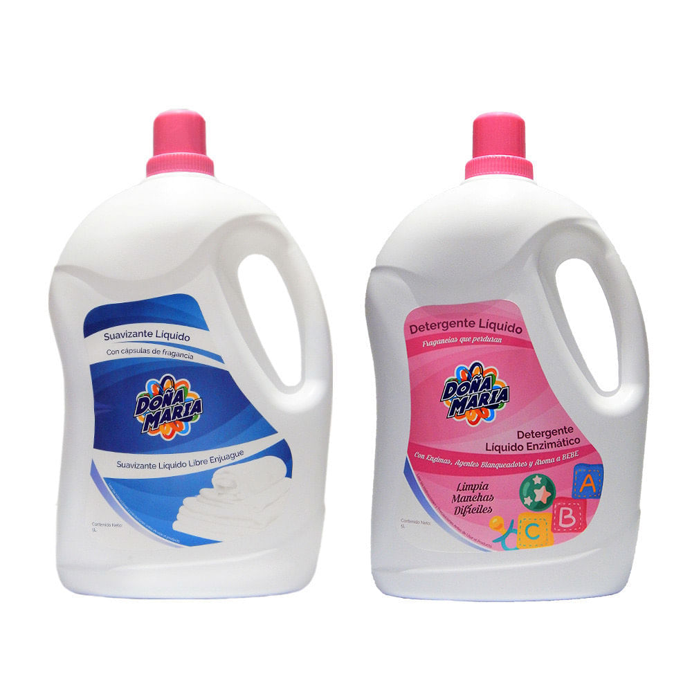 Pack Dona Maria 1 Detergente Liquido Aroma Bebe 5lt+1 Suavizante 5lt