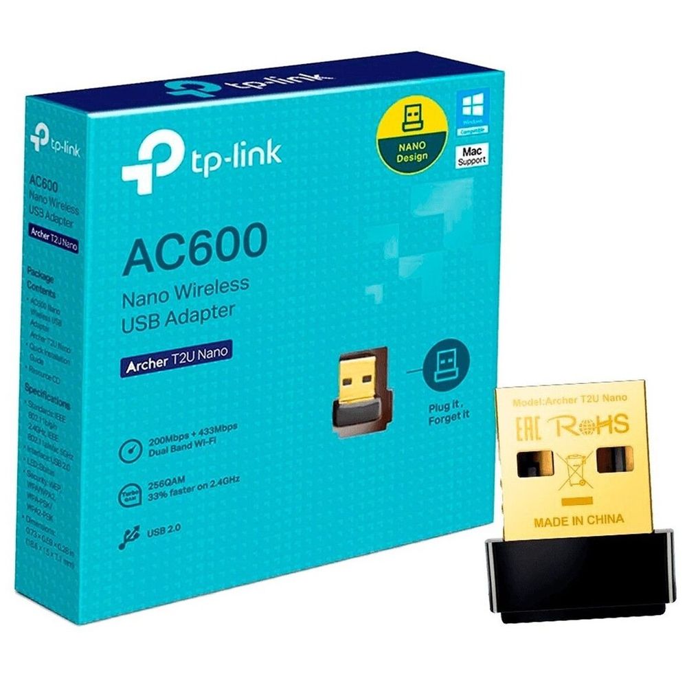 Adaptador USB WiFi TP Link AC 600 Archer T2U Nano 200 Mbps