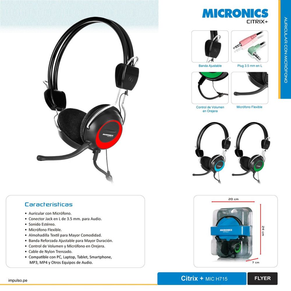 Auricular + Microfono Citrix MICRONICS H715 RED | Oechsle - Oechsle