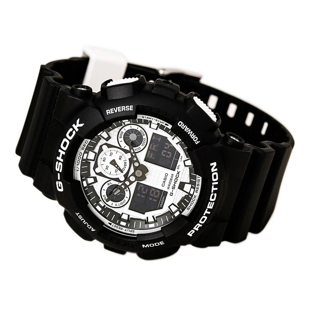 Reloj Casio G-Shock GA100BW-1A Para Hombre Digital Analogico Luz Automatica  Acuatico Negro Blanco | Oechsle