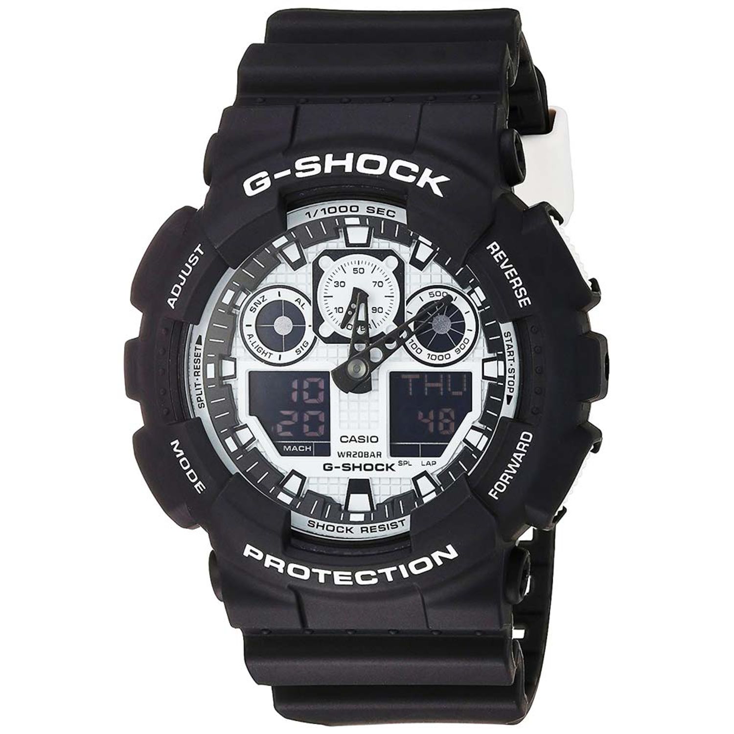 Reloj Casio G-Shock GA100BW-1A Para Hombre Digital Analogico Luz Automatica  Acuatico Negro Blanco | Oechsle