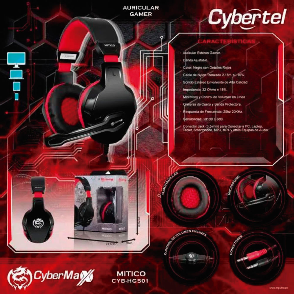 Audifono Gamer con Microfono Cybertel Xtreme Mitico CYB HG501 | Oechsle -  Oechsle