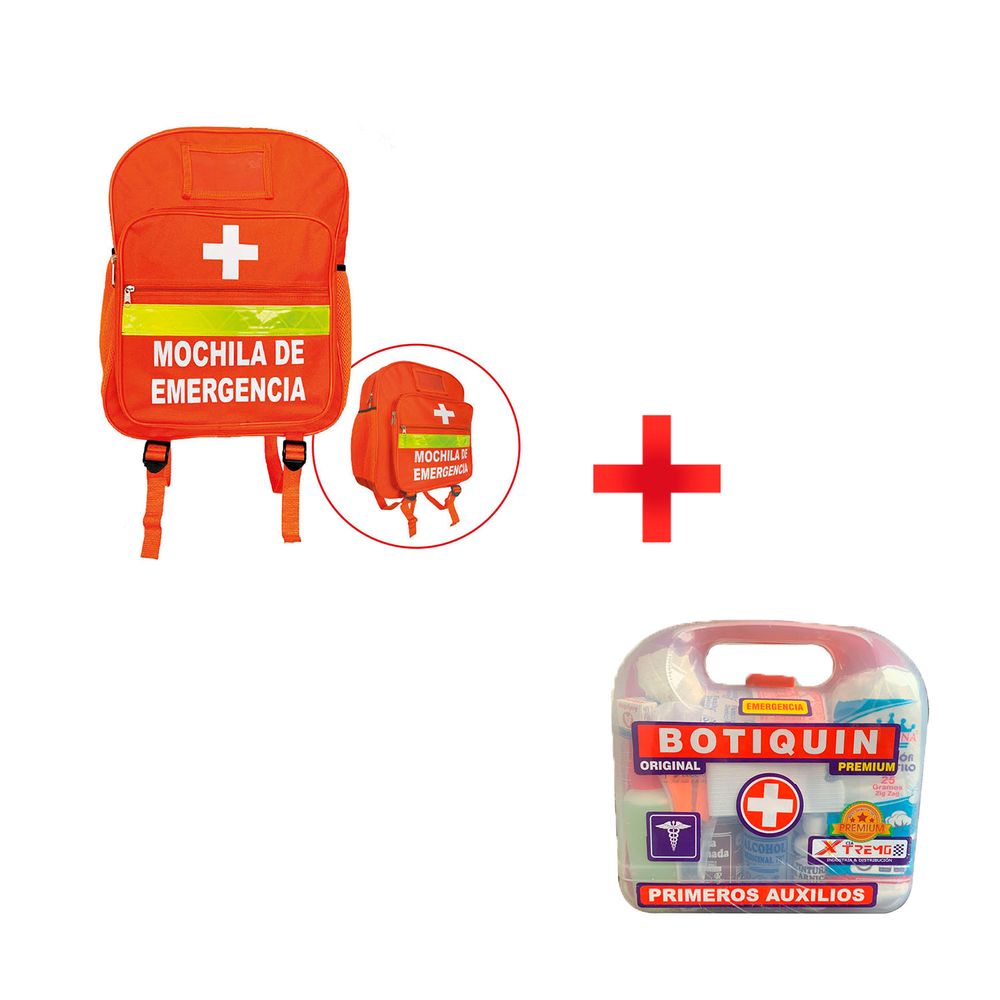 Mochila de Emergencia Naranja + Botiquín