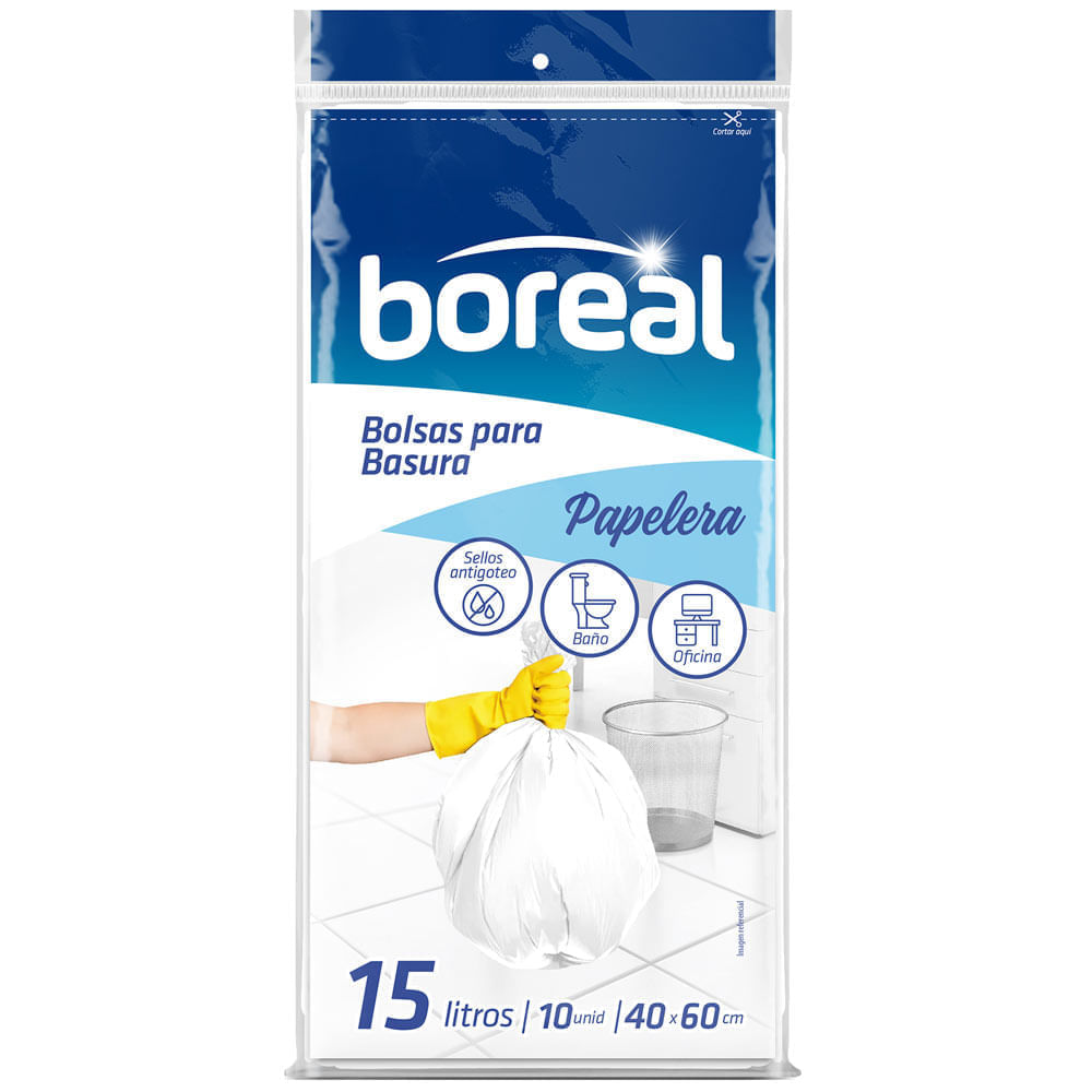 Bolsa para Basura 15L x10un BOREAL Color Blanco