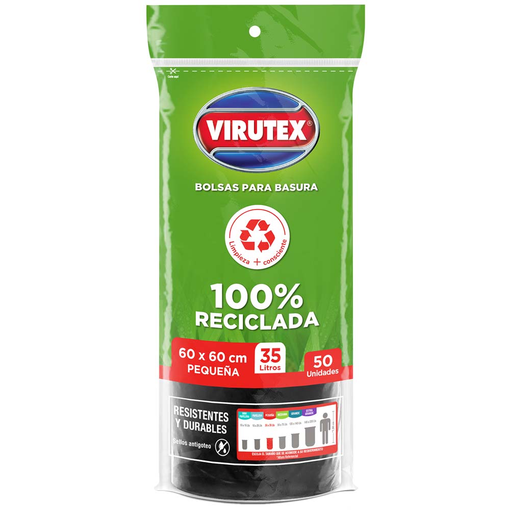 Bolsa para Basura 35L x50un VIRUTEX Color Negro